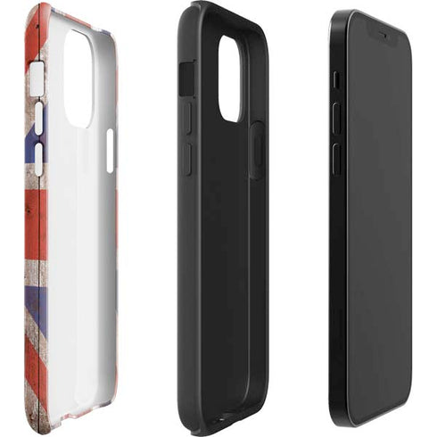 United Kingdom Flag Dark Wood iPhone 12 Pro Impact Case