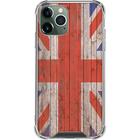 United Kingdom Flag Dark Wood iPhone 12 Pro Max Clear Case