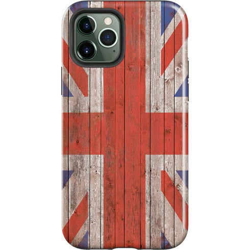 United Kingdom Flag Dark Wood iPhone 12 Pro Max Impact Case