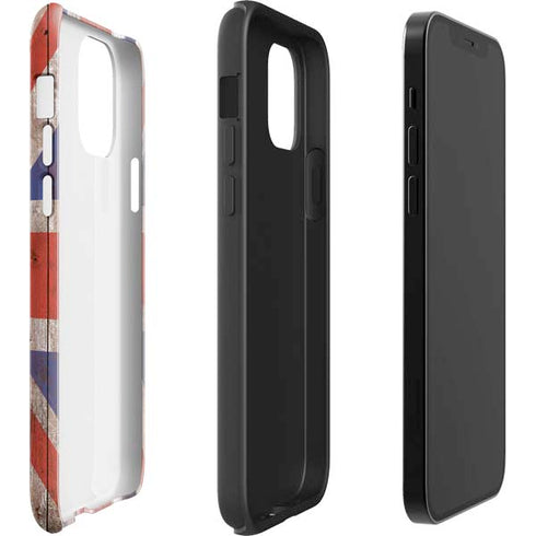 United Kingdom Flag Dark Wood iPhone 12 Pro Max Impact Case