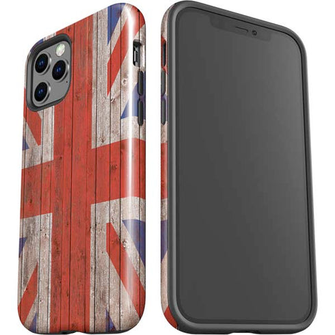 United Kingdom Flag Dark Wood iPhone 12 Pro Max Impact Case