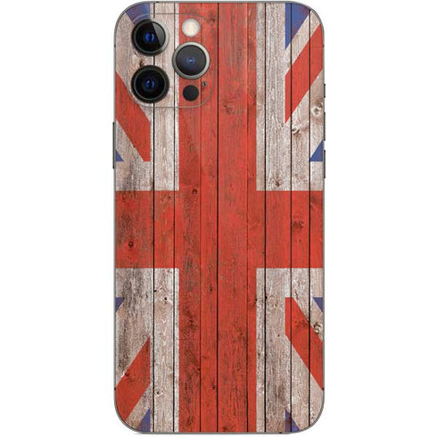 United Kingdom Flag Dark Wood iPhone 12 Pro Max Skin