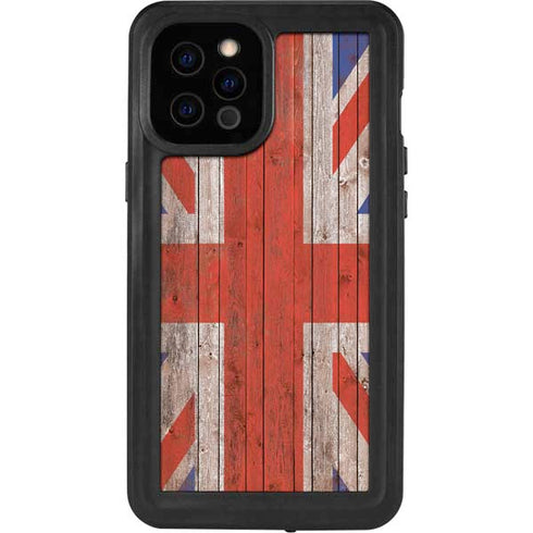 United Kingdom Flag Dark Wood iPhone 12 Pro Max Waterproof Case