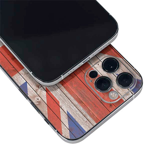 United Kingdom Flag Dark Wood iPhone 12 Pro Skin