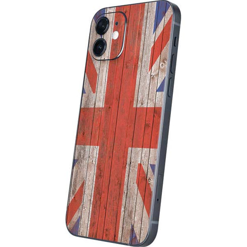 United Kingdom Flag Dark Wood iPhone 12 Skin