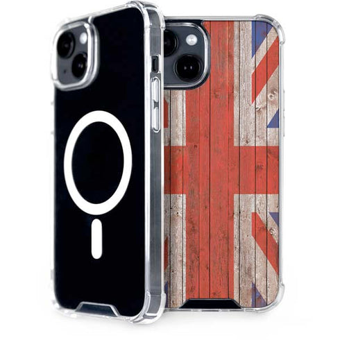 United Kingdom Flag Dark Wood iPhone 13 MagSafe Case