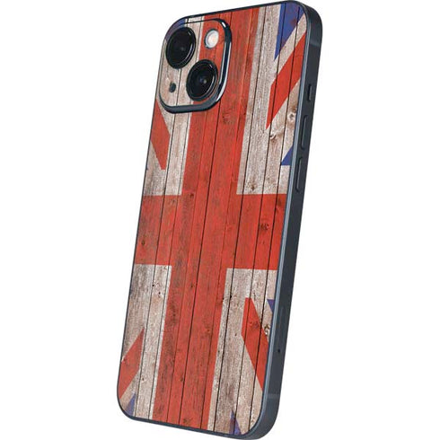 United Kingdom Flag Dark Wood iPhone 13 Mini Skin