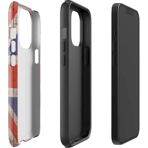 United Kingdom Flag Dark Wood iPhone 13 Pro Impact Case