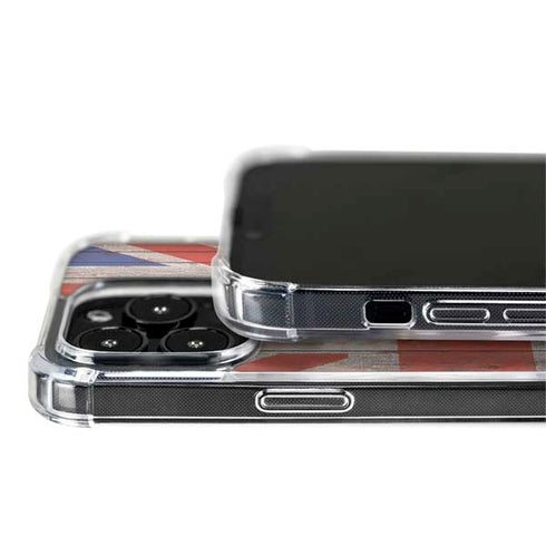 United Kingdom Flag Dark Wood iPhone 13 Pro Max MagSafe Case