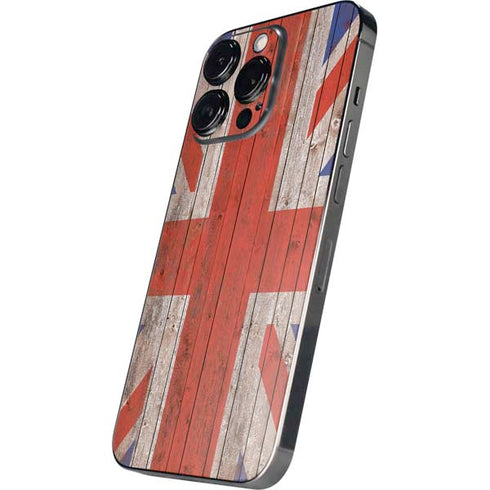 United Kingdom Flag Dark Wood iPhone 13 Pro Max Skin
