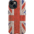 United Kingdom Flag Dark Wood iPhone 14 Plus Impact Case