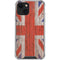 United Kingdom Flag Dark Wood iPhone 14 Plus Clear Case