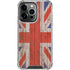 United Kingdom Flag Dark Wood iPhone 15 Pro Clear Case