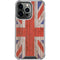 United Kingdom Flag Dark Wood iPhone 14 Pro Clear Case
