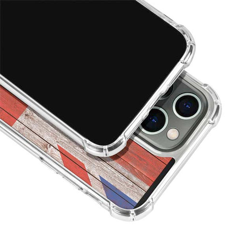 United Kingdom Flag Dark Wood iPhone 14 Pro Clear Case