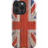 United Kingdom Flag Dark Wood iPhone 14 Pro Impact Case
