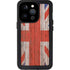 United Kingdom Flag Dark Wood iPhone 14 Pro Waterproof Case
