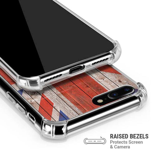 United Kingdom Flag Dark Wood iPhone 7/8 Plus Clear Case
