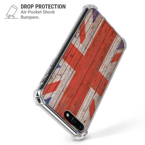 United Kingdom Flag Dark Wood iPhone 7/8 Plus Clear Case