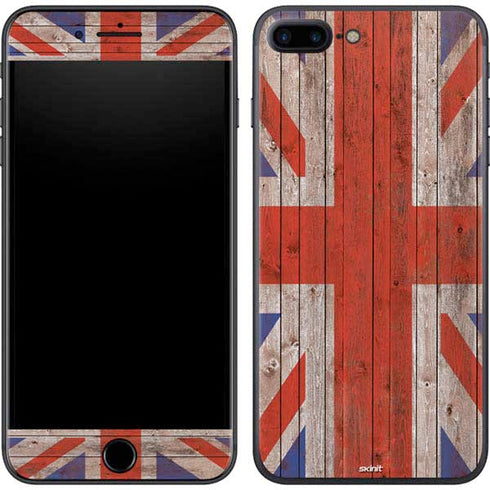 United Kingdom Flag Dark Wood iPhone 7 Plus Skin