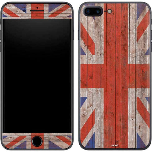 United Kingdom Flag Dark Wood iPhone 8 Plus Skin