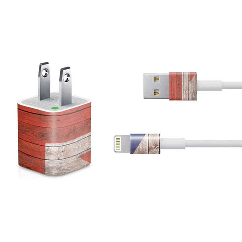 United Kingdom Flag Dark Wood iPhone Charger (5W USB) Skin