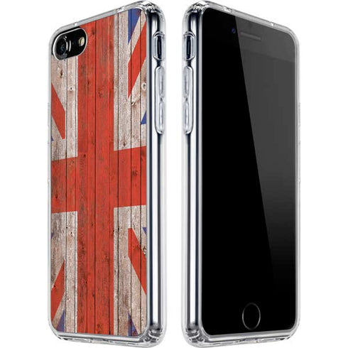 United Kingdom Flag Dark Wood iPhone SE (2nd & 3rd Gen) Clear Case