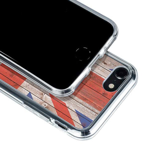 United Kingdom Flag Dark Wood iPhone SE (2nd & 3rd Gen) Clear Case