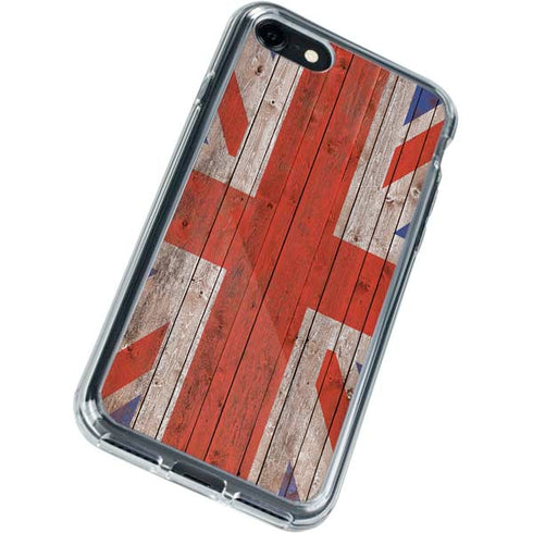 United Kingdom Flag Dark Wood iPhone SE (2nd & 3rd Gen) Clear Case