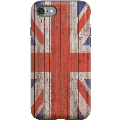 United Kingdom Flag Dark Wood iPhone SE (2nd & 3rd Gen) Pro Case
