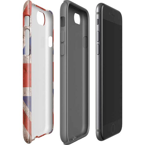 United Kingdom Flag Dark Wood iPhone SE (2nd & 3rd Gen) Pro Case