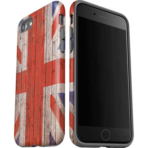 United Kingdom Flag Dark Wood iPhone SE (2nd & 3rd Gen) Pro Case