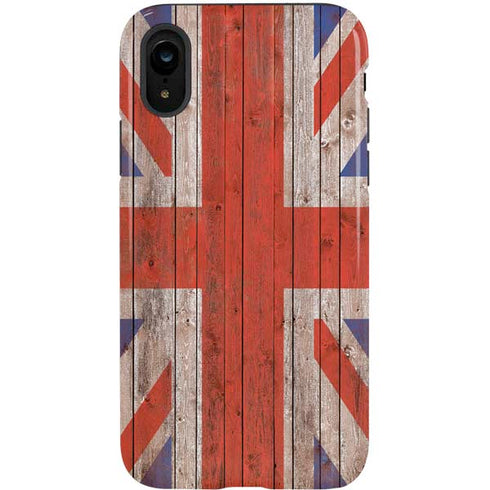 United Kingdom Flag Dark Wood iPhone XR Pro Case