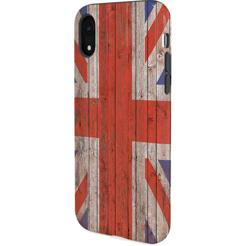 United Kingdom Flag Dark Wood iPhone XR Pro Case