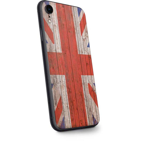 United Kingdom Flag Dark Wood iPhone XR Skin