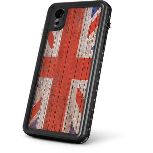United Kingdom Flag Dark Wood iPhone XR Waterproof Case