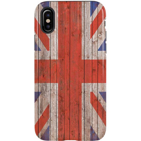 United Kingdom Flag Dark Wood iPhone XS Pro Case