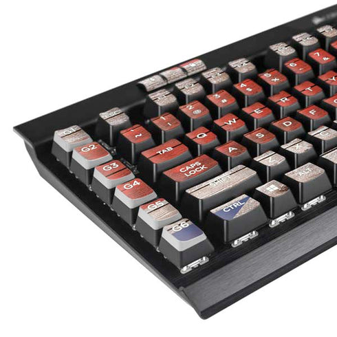 United Kingdom Flag Dark Wood K95 RGB PLATINUM Mechanical Gaming Keyboard Skin