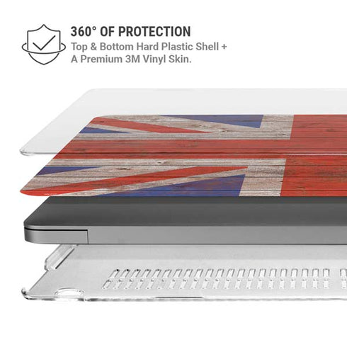 United Kingdom Flag Dark Wood MacBook Pro 16in (2021-25) Case plus Skin