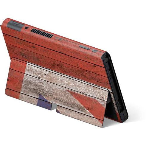 United Kingdom Flag Dark Wood Nintendo Switch OLED (2021) Skin