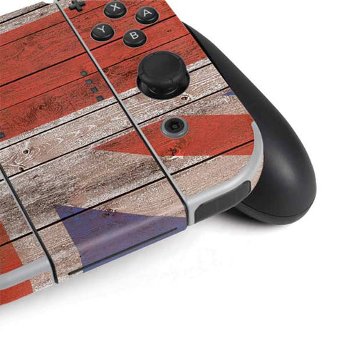 United Kingdom Flag Dark Wood Nintendo Switch OLED (2021) Skin