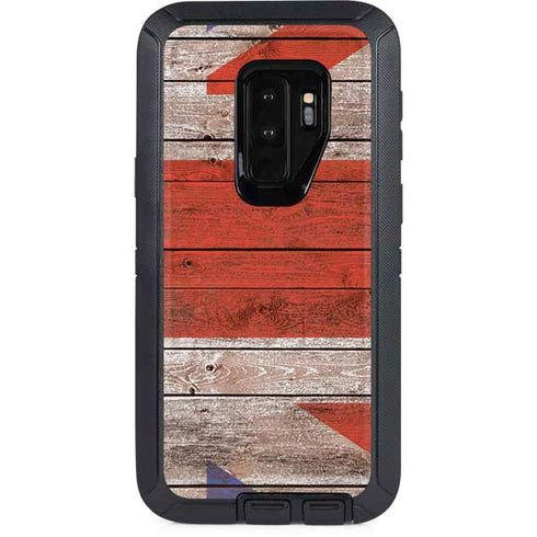 United Kingdom Flag Dark Wood Otterbox Defender Galaxy Skin