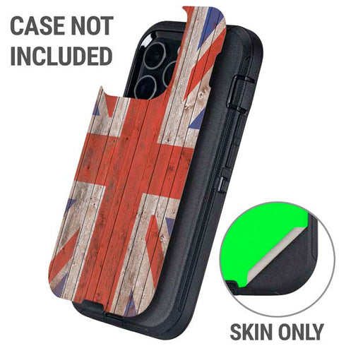United Kingdom Flag Dark Wood Otterbox Defender iPhone Skin