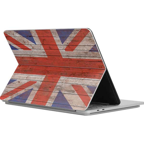 United Kingdom Flag Dark Wood Surface Laptop Studio Skin