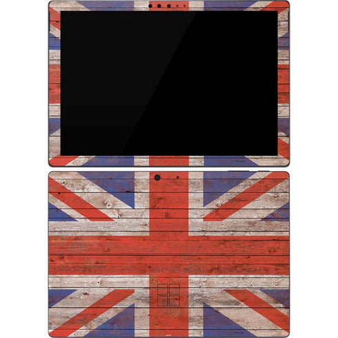 United Kingdom Flag Dark Wood Surface Pro 7 Skin