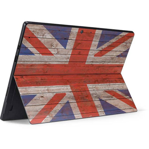 United Kingdom Flag Dark Wood Surface Pro 7 Skin