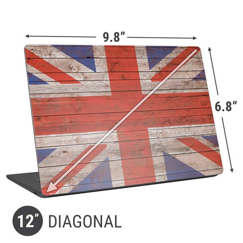 United Kingdom Flag Dark Wood Universal Laptop 12in (9.8 x 6.8in) Skin
