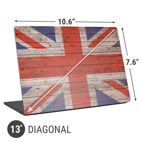 United Kingdom Flag Dark Wood Universal Laptop 13in (10.6 x 7.6in) Skin