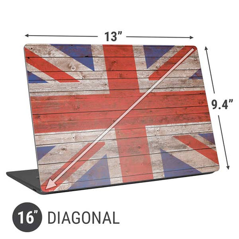 United Kingdom Flag Dark Wood Universal Laptop 16in (13 x 9.4in) Skin