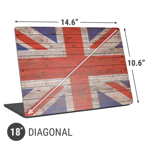 United Kingdom Flag Dark Wood Universal Laptop 18in (14.6 x 10.6in) Skin